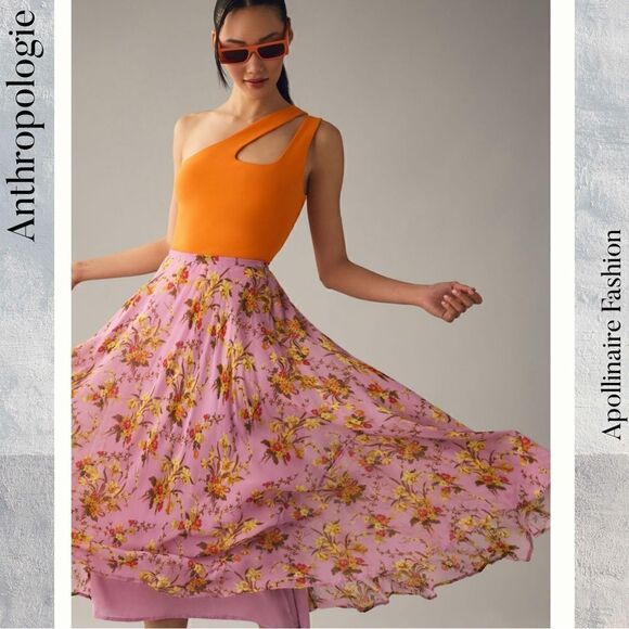 ANTHROPOLOGIE CIRCULAR MAXI SKIRT SIZE 4 NWT PURPLE MOTIF - Picture 5 of 8
